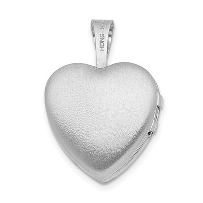 Sterling Silver Rhodium-plated Polished Diamond Star 12mm Heart Locket