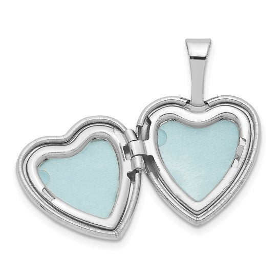 Sterling Silver Rhodium-plated Polished Diamond Star 12mm Heart Locket