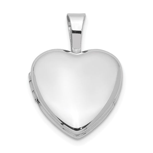 Sterling Silver Rhodium-plated Polished 12mm Heart Locket