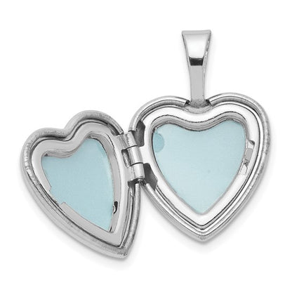 Sterling Silver Rhodium-plated Side Swirls 12mm Heart Locket