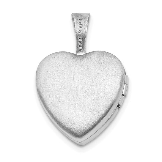 Sterling Silver Rhodium-plated Twisted Border 12mm Heart Locket