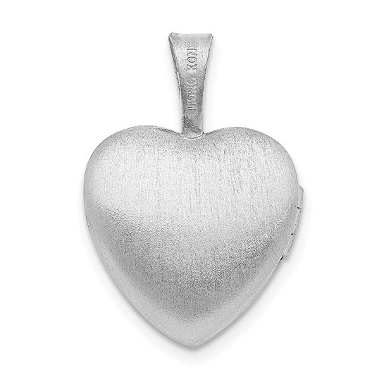 Sterling Silver Rhodium-plated Flower Border 12mm Heart Locket