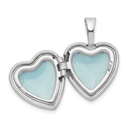 Sterling Silver Rhodium-plated Flower Border 12mm Heart Locket