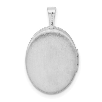 Sterling Silver Rhodium-plated Swirls 19mm Oval Locket