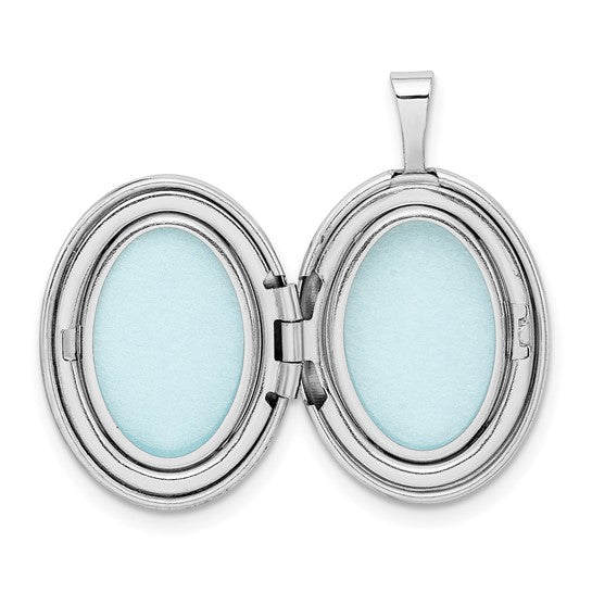 Sterling Silver Rhodium-plated Swirls 19mm Oval Locket