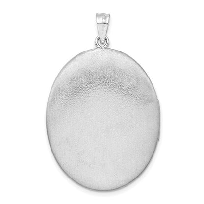 Sterling Silver Rhodium-plated Satin/Polished Butterfly 34mm Oval Locket
