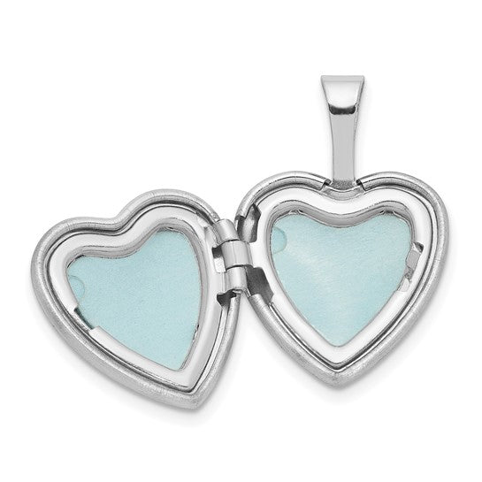 Sterling Silver Rhodium and Gold-plated and Diamond Angel 12mm Heart Locket