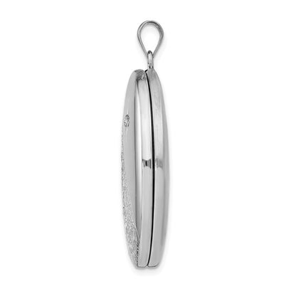 Sterling Silver Rhodium-plated and Diamond Footprints 34mm Oval Locket