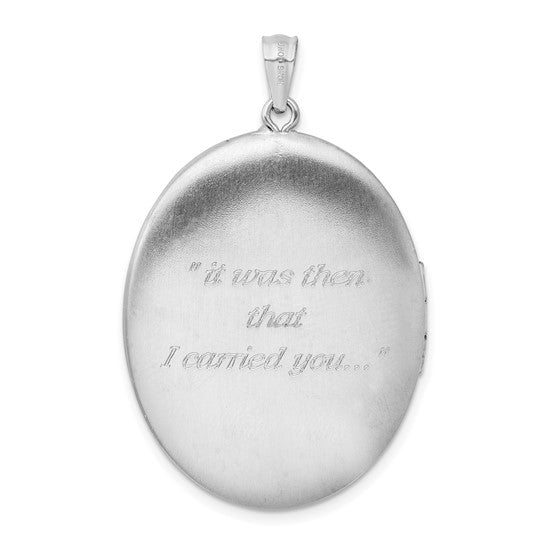 Sterling Silver Rhodium-plated and Diamond Footprints 34mm Oval Locket