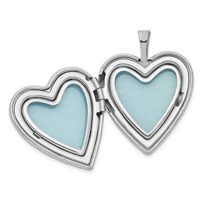 Sterling Silver Rhodium and Gold-plated Footprints 20mm Heart Locket