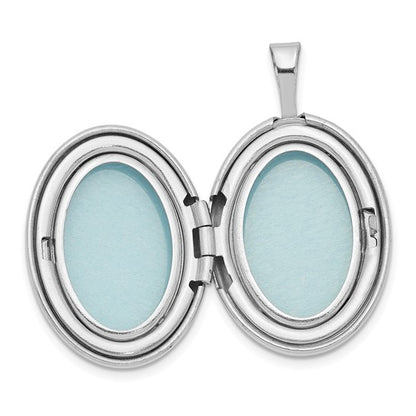 Sterling Silver Rhodium-plated 20mm Polished Oval Locket