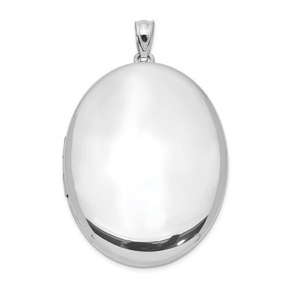 Sterling Silver Rhodium-plated Polished 34mm Oval Locket