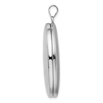 Sterling Silver Rhodium-plated with Side Swirls 34mm Oval Locket