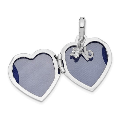 Sterling Silver Rhodium-plated Happy 16th Birthday with CZ Heart Locket