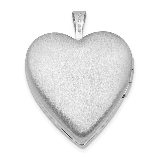 Sterling Silver Rhodium-plated Diamond 12mm Heart Locket