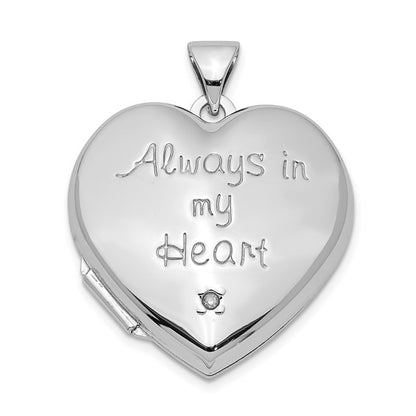 Sterling Silver Rhod-plated and Gold-tone Always In My Heart Dia Heart Locket