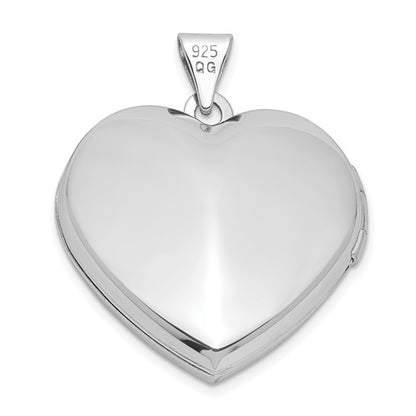 Sterling Silver Rhodium and Gold-plated with Key Charm Inside 21mm Heart Locket