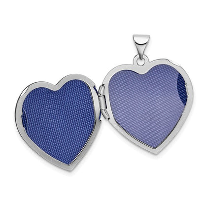 Sterling Silver Rhodium and Gold-plated 21mm I Love You Heart Locket