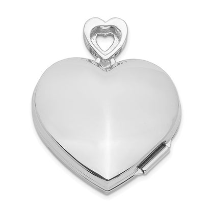 Sterling Silver Rhodium-plated 24mm with Diamond Vintage Heart Locket