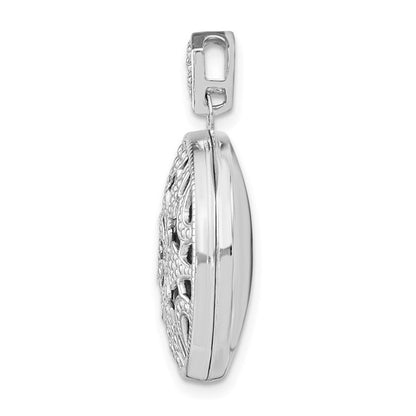 Sterling Silver Rhodium-plated 20mm Round with Diamond Vintage Locket