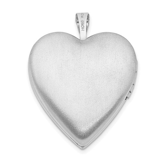 Sterling Silver Rhodium-plated Braided Edge Heart Locket