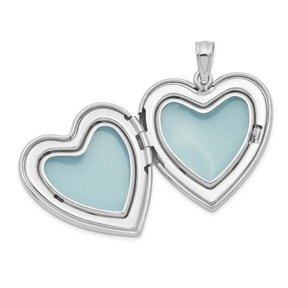 Sterling Silver Rhodium-plated Dove with Cross Heart Locket