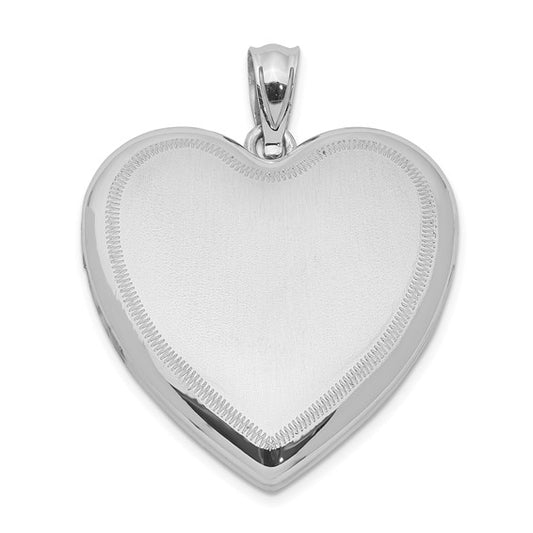 Sterling Silver Rhodium-plated Polished and Satin Heart Locket