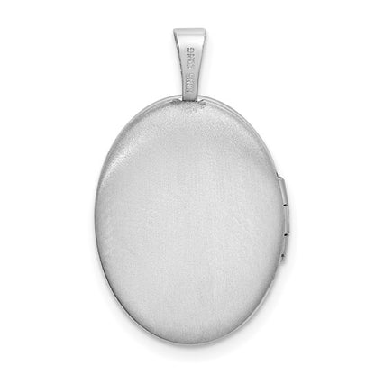 Sterling Silver Rhodium-plated Scroll Oval Locket