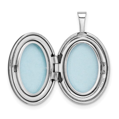 Sterling Silver Rhodium-plated Scroll Oval Locket