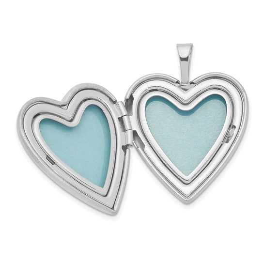 Sterling Silver Rhodium-plated Diamond D/C Dove and Flower Heart Locket