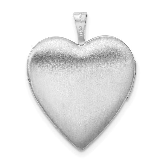 Sterling Silver Rhodium-plated Satin and Polished Paw Prints Heart Locket