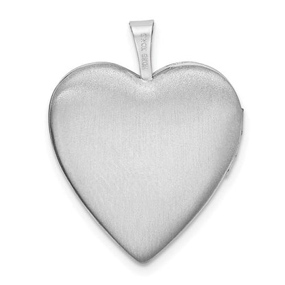 Sterling Silver Rhodium-plated Textured and Polished Paw Prints Heart Locket