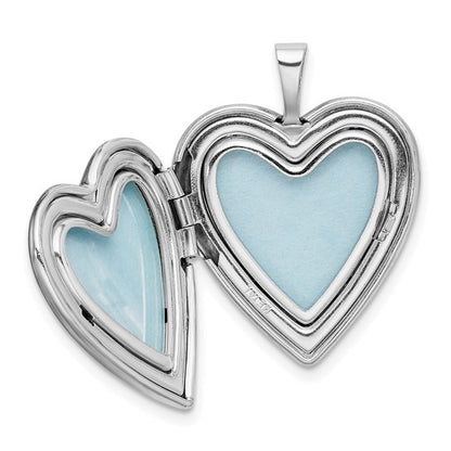 Sterling Silver Rhodium-plated Textured and Polished Paw Prints Heart Locket