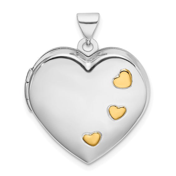 Sterling Silver Rhodium-plated with Gold-plating Heart Locket