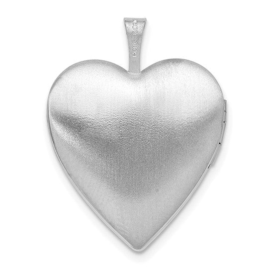 Sterling Silver Rhodium-plated 20mm Mother Of Pearl Cross Heart Locket