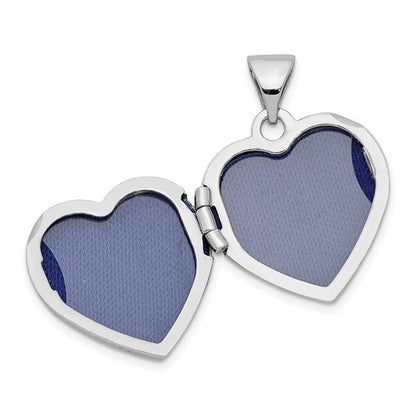 Sterling Silver Rhodium-plated 15mm Double Heart on Heart Locket