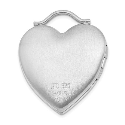 Sterling Silver Rhodium-plated 24mm Australian Crystal Love Heart Locket