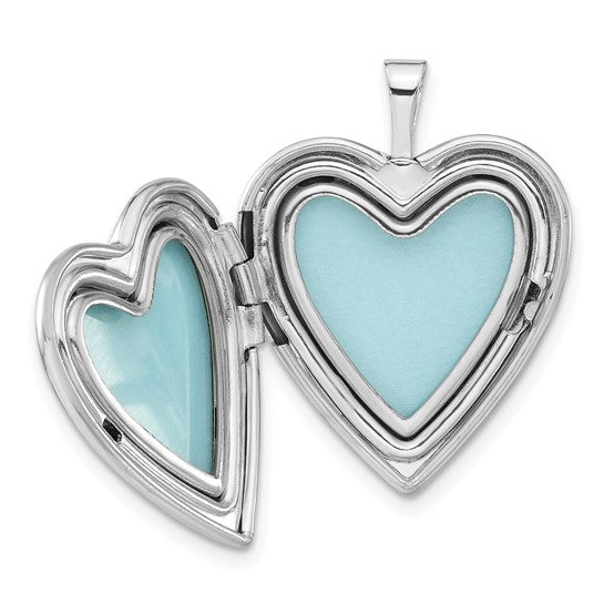 Sterling Silver 20mm Diamond Mija Satin and Polished Heart Locket