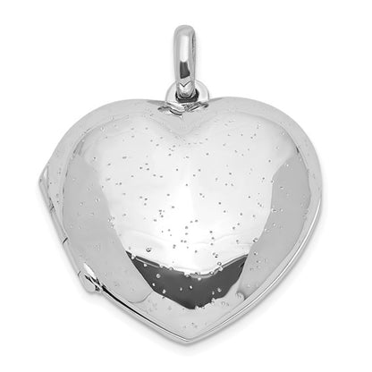 Sterling Silver Rhodium-Plated Polished Sparkle Heart Locket