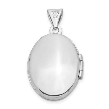Sterling Silver Rhodium-plated 17x14mm Butterfly Oval Locket