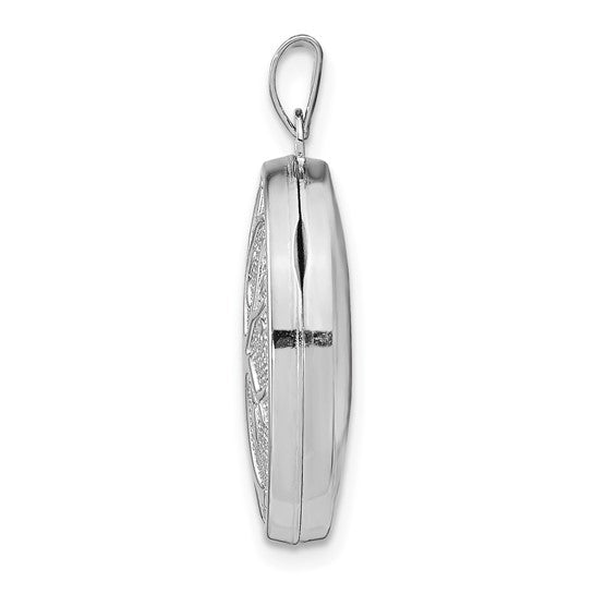 Sterling Silver Rhodium-plated Oval Tree Locket