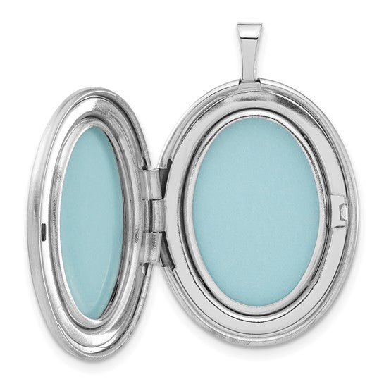 Sterling Silver Satin and Diamond-cut Chai Symbol Oval Locket