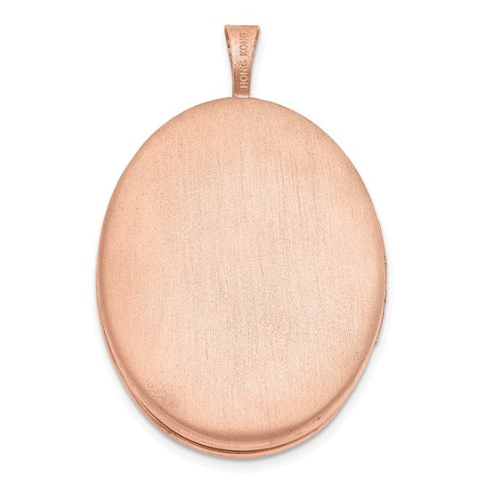 Sterling Silver Rose Gold-plated 26mm Swirled Oval Locket