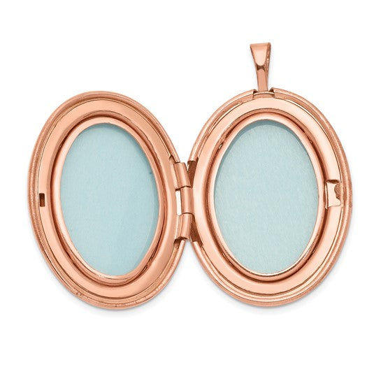 Sterling Silver Rose Gold-plated 26mm Swirled Oval Locket