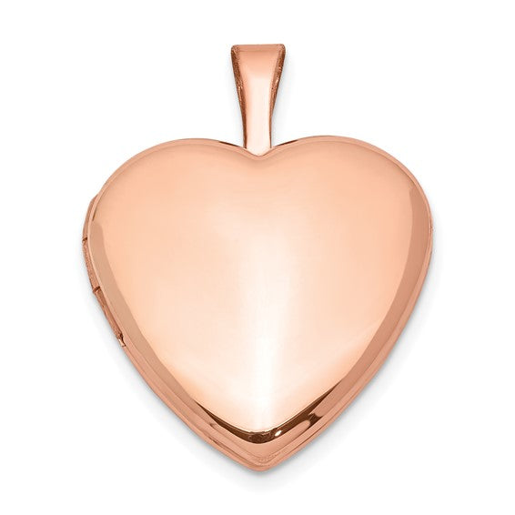 Sterling Silver Rose Gold-plated Satin and Polished 2-Frame Heart Locket