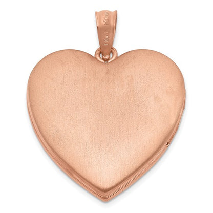 Sterling Silver Rose Gold-plated 24mm Swirl Design Heart Locket