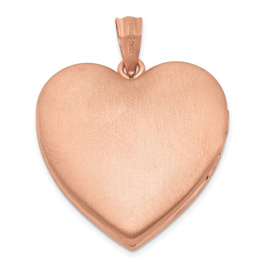 Sterling Silver Rose Gold-plated and Diamond 24mm D/C Heart Locket