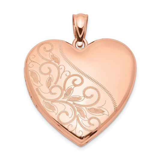 Sterling Silver Rose Gold-plated 26mm Swirled Oval Locket