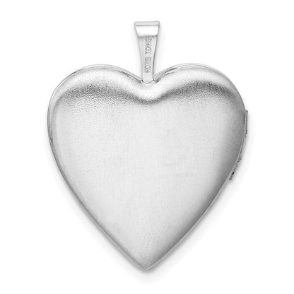 Sterling Silver Rhod-pltd 20mm LOVE TO THE MOON Diamond Heart Locket