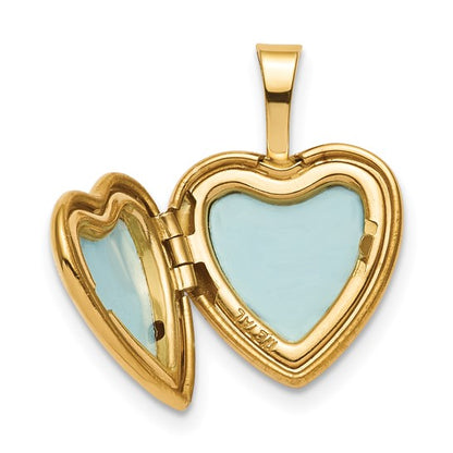 Sterling Silver Gold-plated Satin and Polished 12mm Fairy Heart Locket